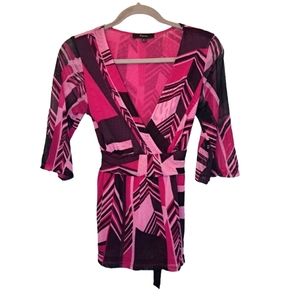 Express Pink V Neck Tie Back Blouse Size Small